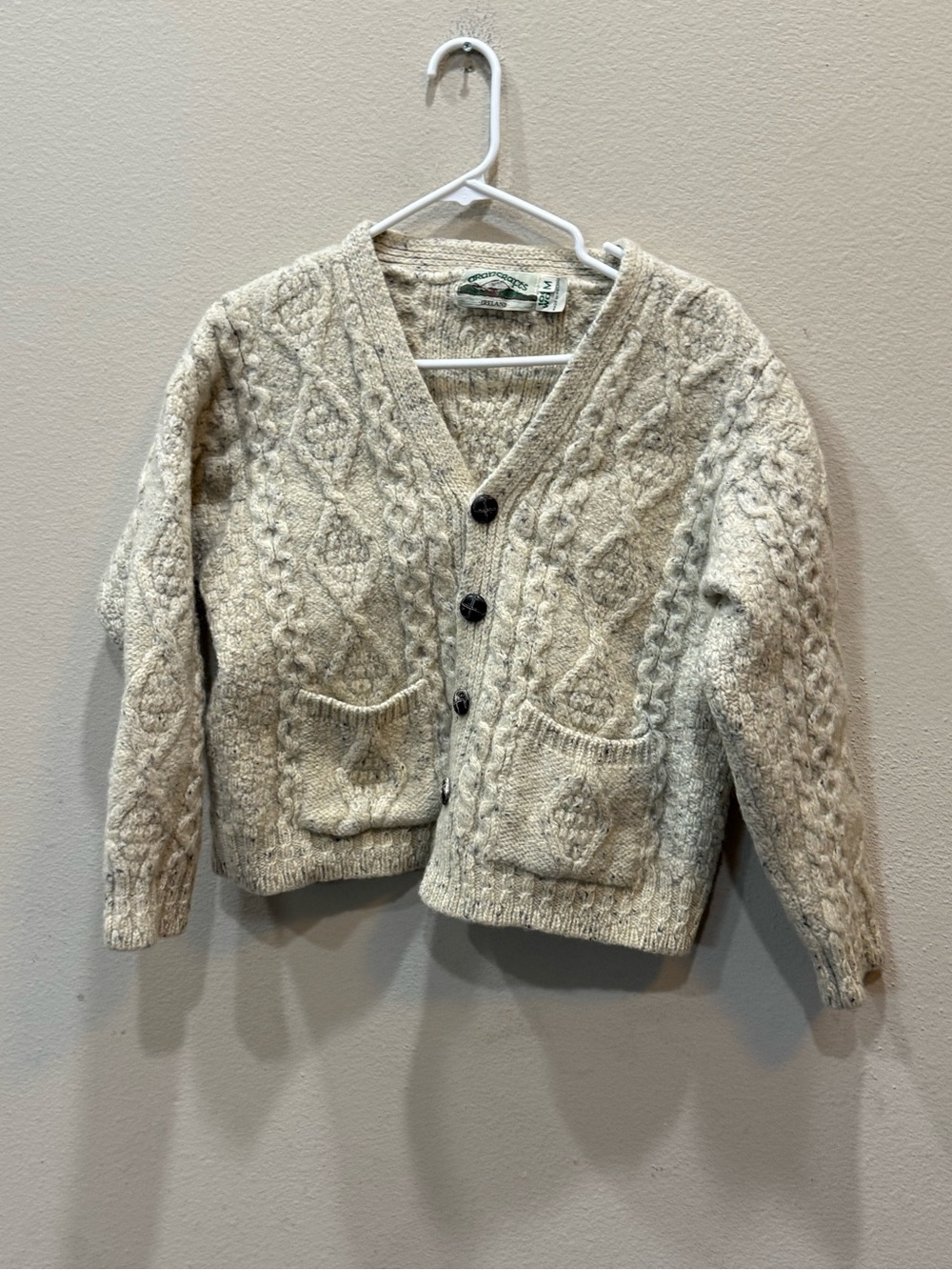 Aran Crafts 100% Wool Cardigan Sweater Women's Medium Made in Ireland